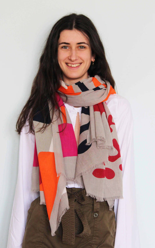 Fuchsia Combination Organic Cotton Scarf