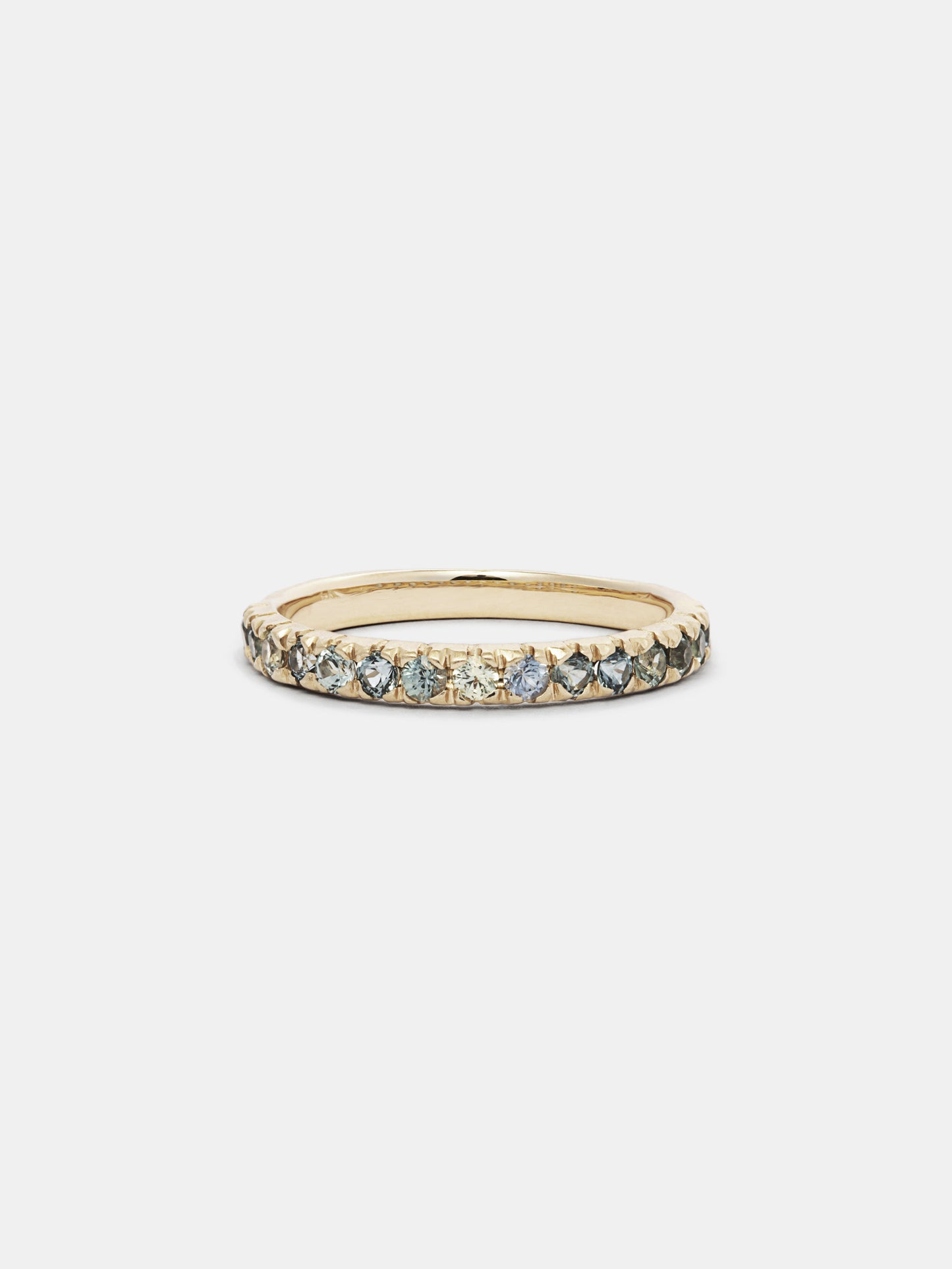 Viburnum Pavé Half Eternity Band - 2mm Montana Sapphires