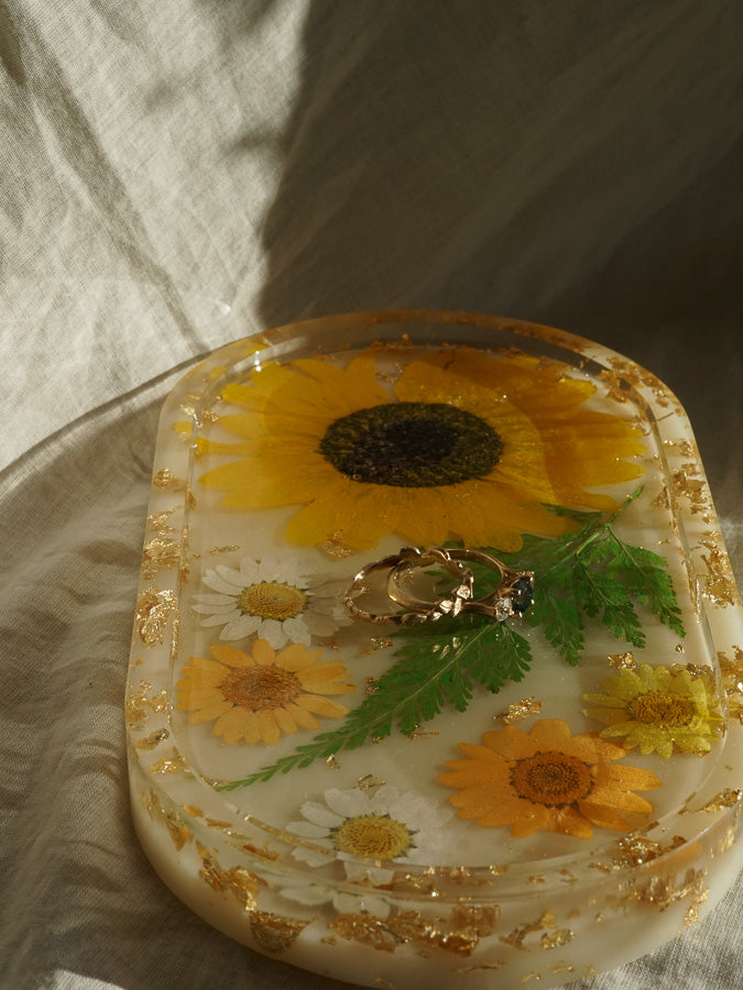 Daisy & Sunflower Jewelry Tray